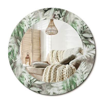 Oglinda rotunda cu rama imprimata Frunze de acuarelă