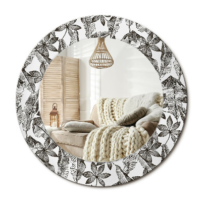 Oglinda perete decorativa rotunda Frunze tropicale