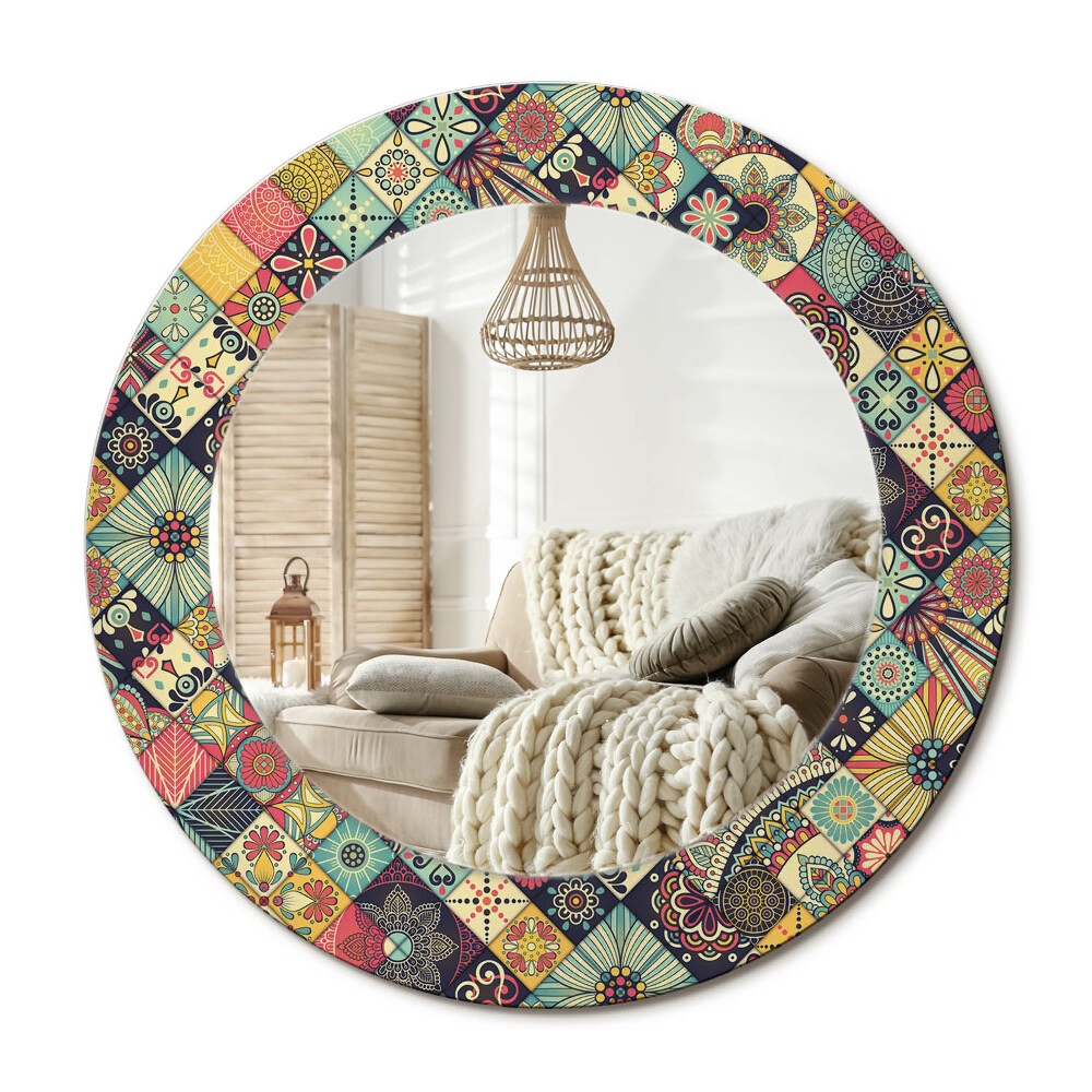 Oglinda rotunda cu rama imprimata Plăci patchwork