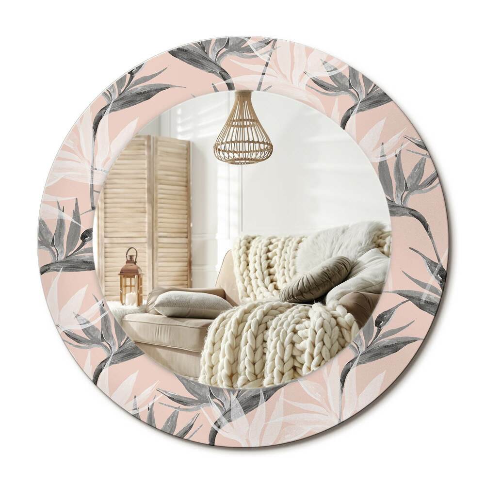 Oglinda rotunda imprimata Strelitzia