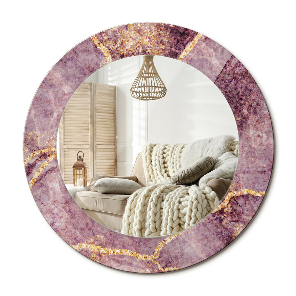 Oglinda rotunda cu rama imprimata Imitație de marmură