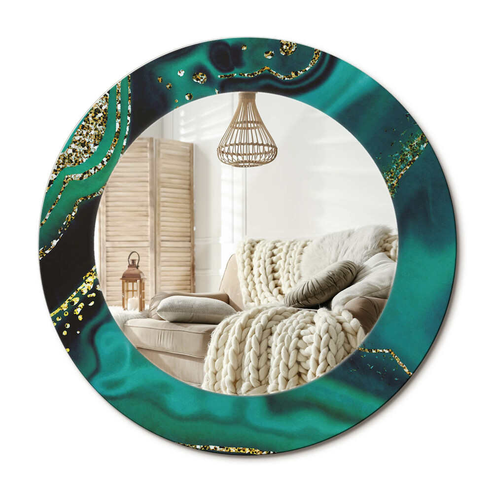 Oglinda perete decorativa rotunda Marmură de smarald
