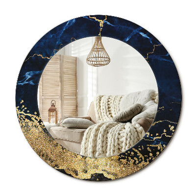 Decor oglinda rotunda Marmură albastră