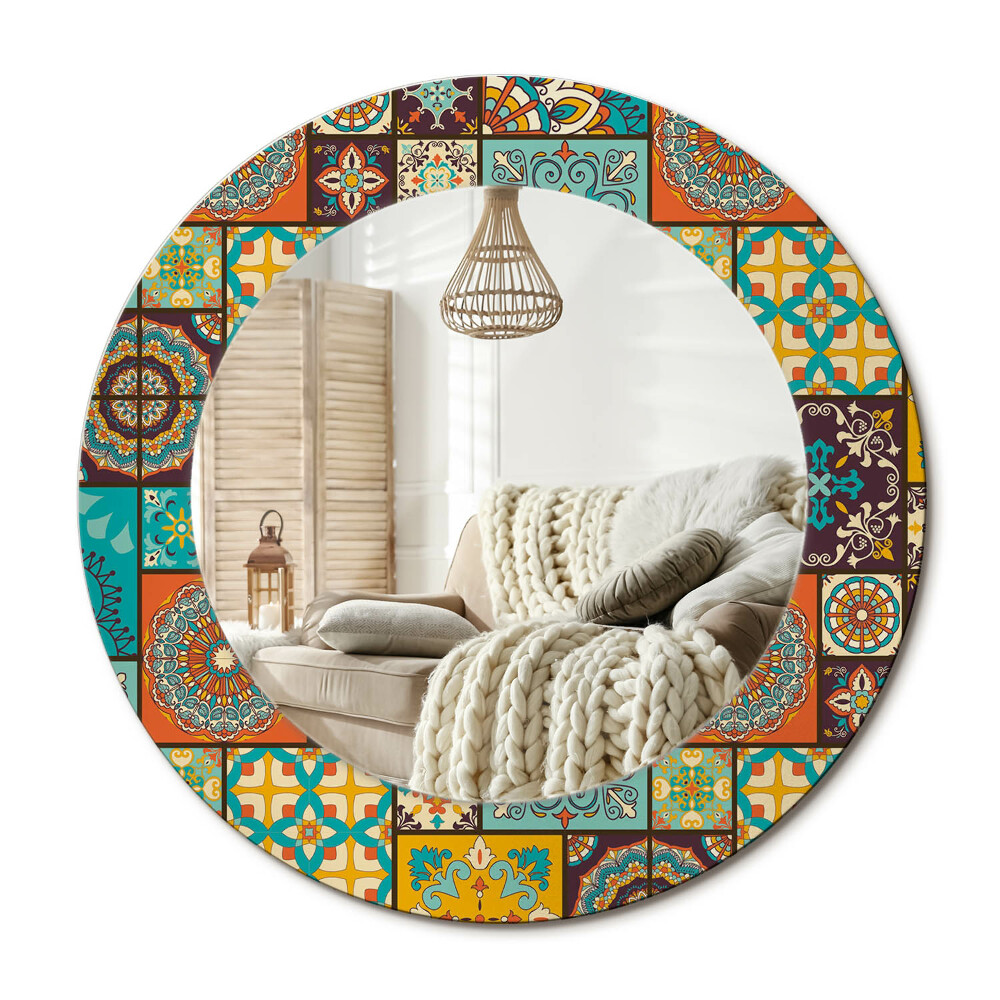 Oglinda rotunda cu rama imprimata Model arab