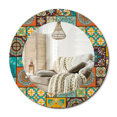 Oglinda rotunda cu rama imprimata Model arab