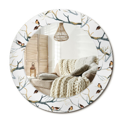 Oglinda rotunda imprimata Vrăbii păsări ramuri