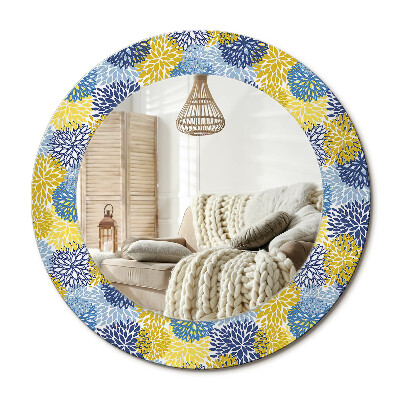 Oglinda perete decorativa rotunda Flori albastre