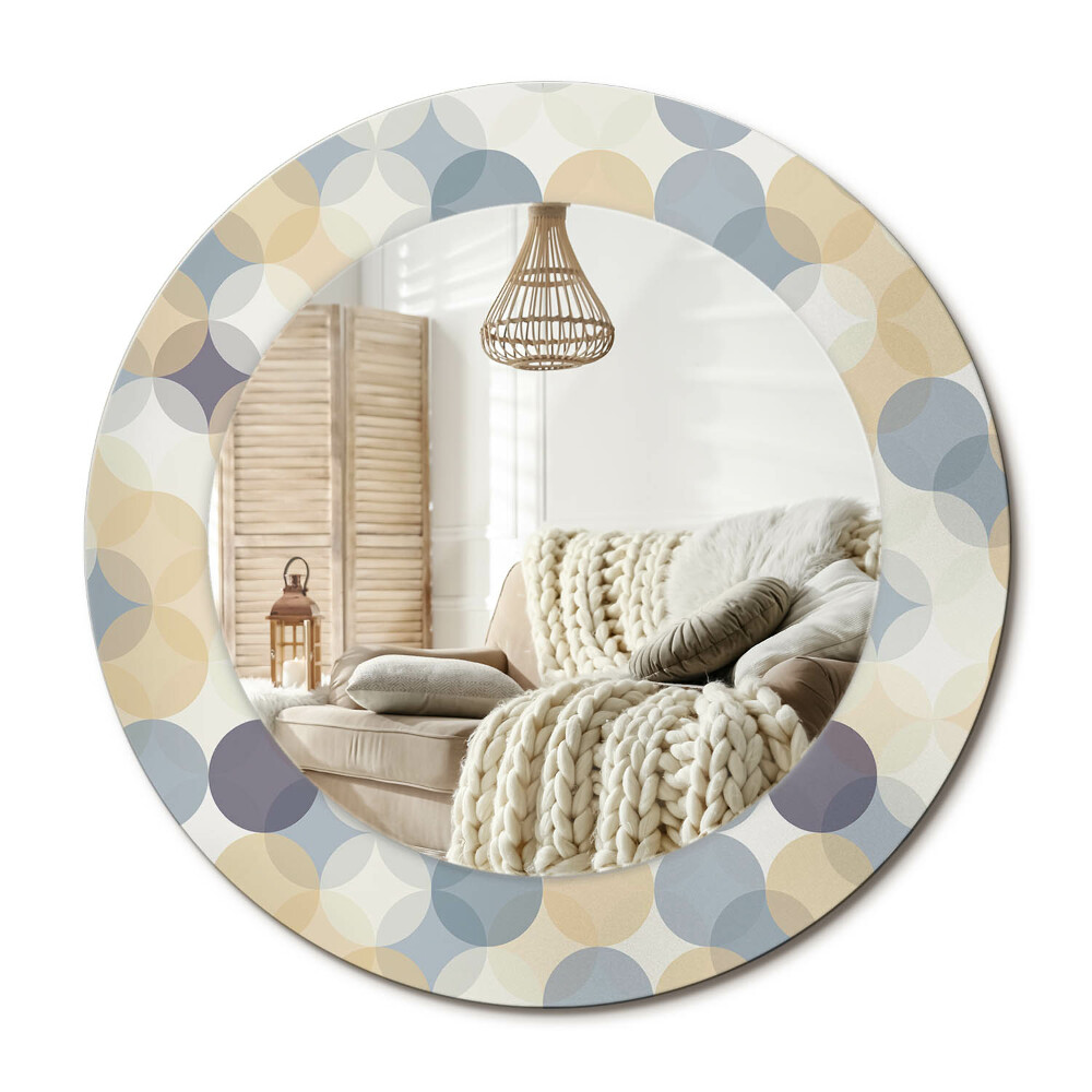 Oglinda rotunda cu rama imprimata Cercuri geometrice