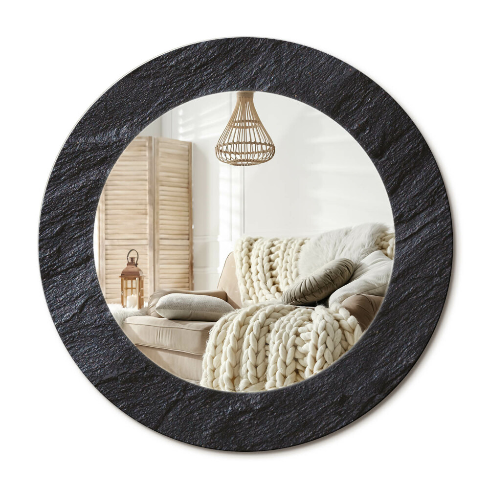 Oglinda perete decorativa rotunda Piatră neagră