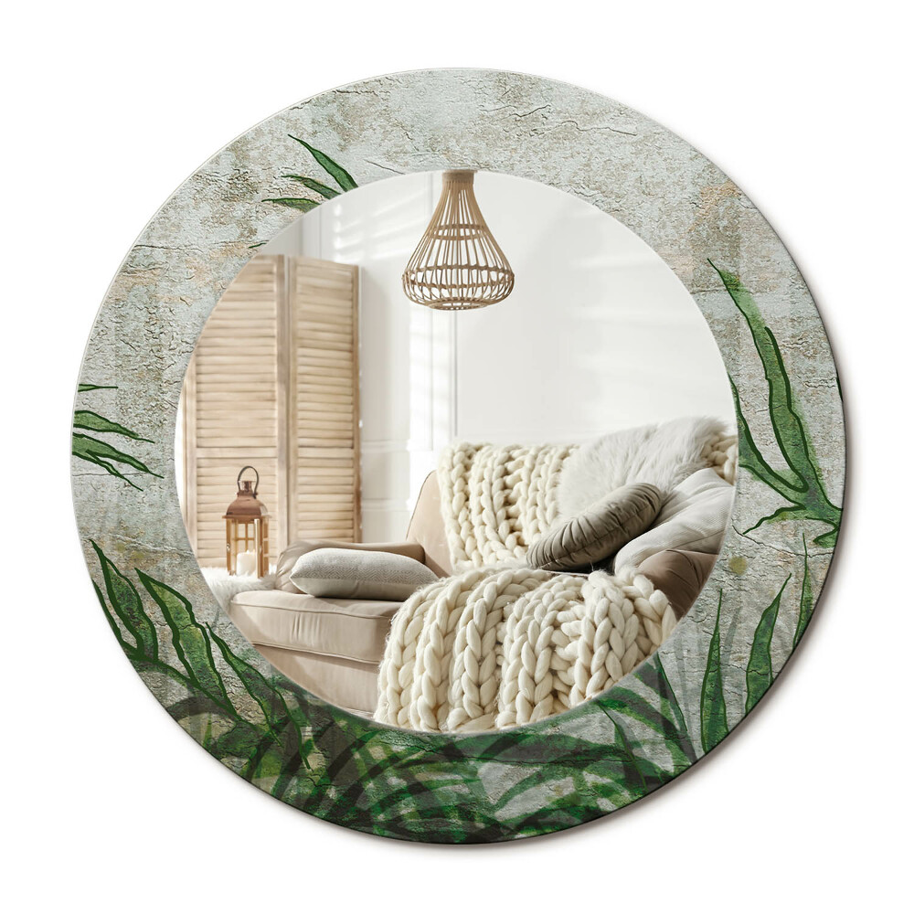 Oglinda rotunda cu rama imprimata Frunze de ferigă