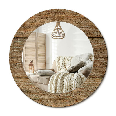 Oglinda rotunda cu rama imprimata Lemn vechi