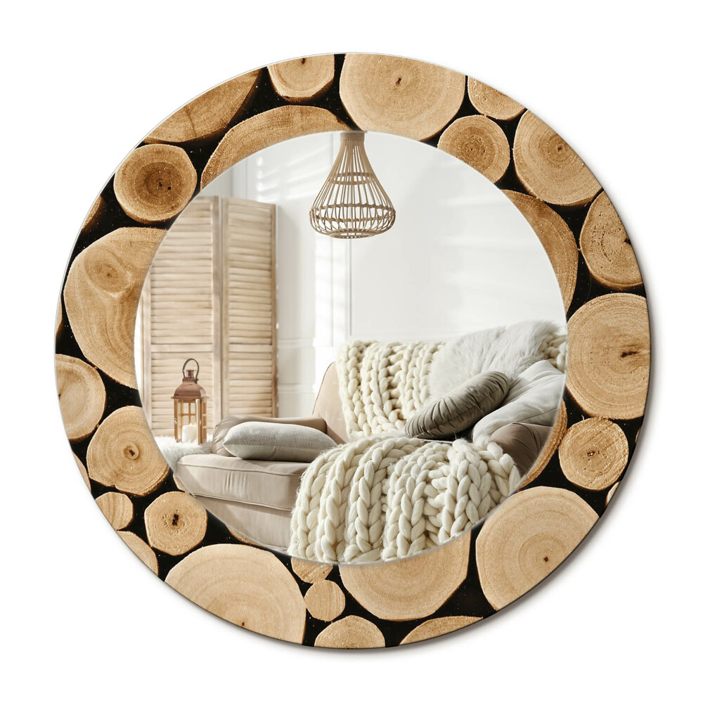 Decor oglinda rotunda Bușteni de lemn