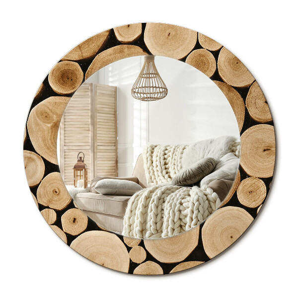 Decor oglinda rotunda Bușteni de lemn