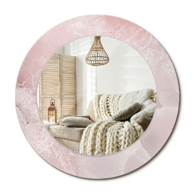 Oglinda rotunda imprimata Piatră roz
