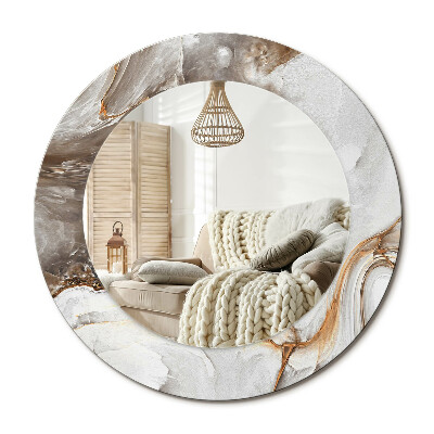 Oglinda rotunda cu rama imprimata Marmură deschisă