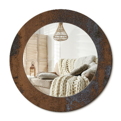 Oglinda rotunda imprimata Rustic metalic
