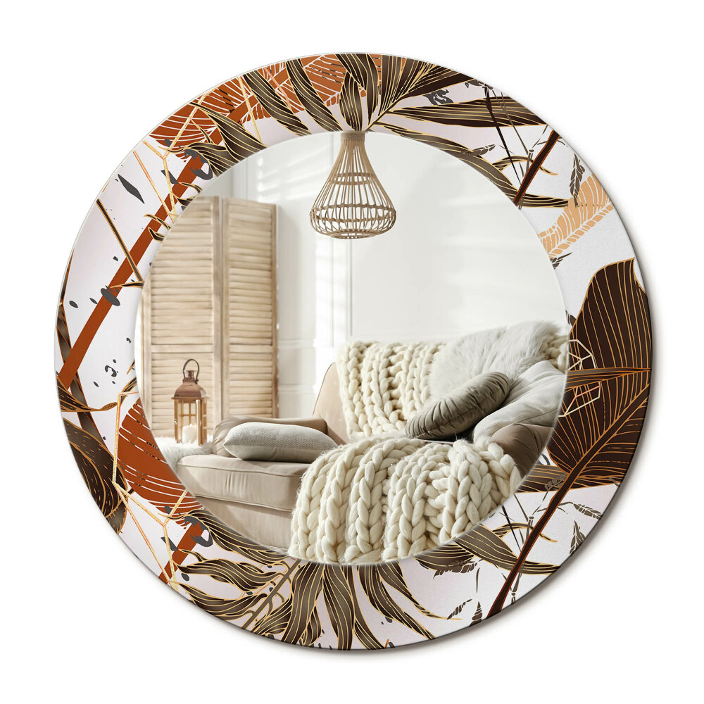 Decor oglinda rotunda frunze de palmier