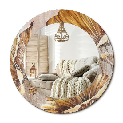 Decor oglinda rotunda Frunze Boho