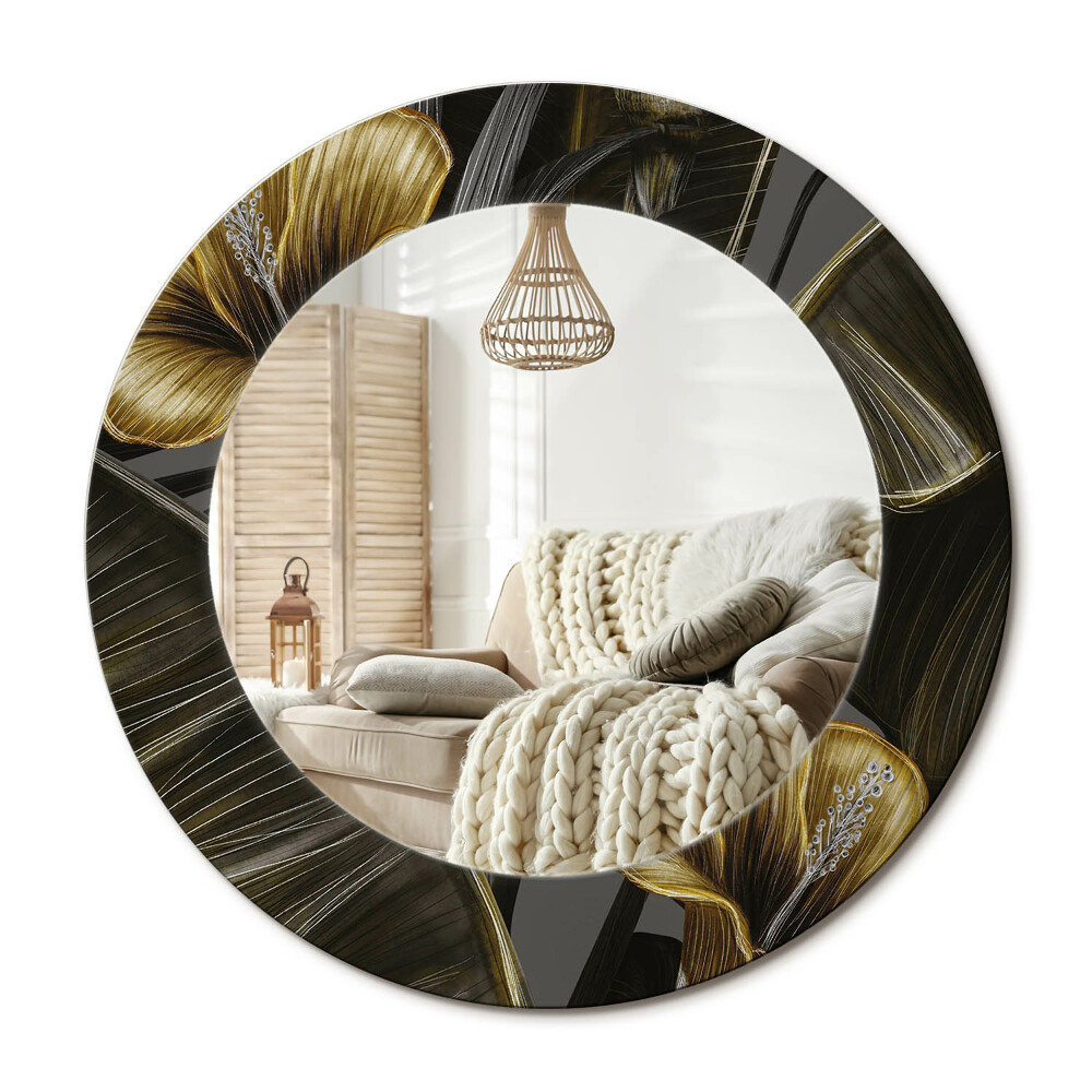 Decor oglinda rotunda Flori de hibiscus