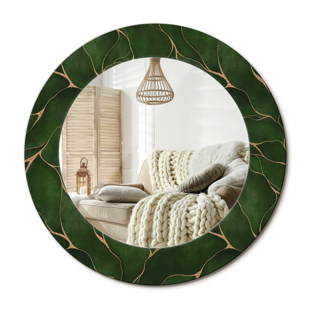 Oglinda rotunda imprimata Frunză abstractă