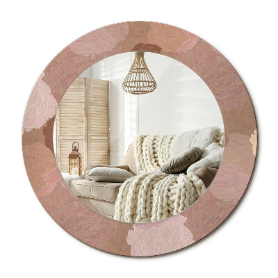 Oglinda rotunda cu rama imprimata Compoziție de trandafiri