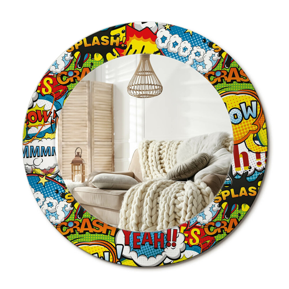 Oglinda rotunda imprimata Model în stil de benzi desenate