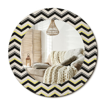 Oglinda perete decorativa rotunda Model în zig-zag