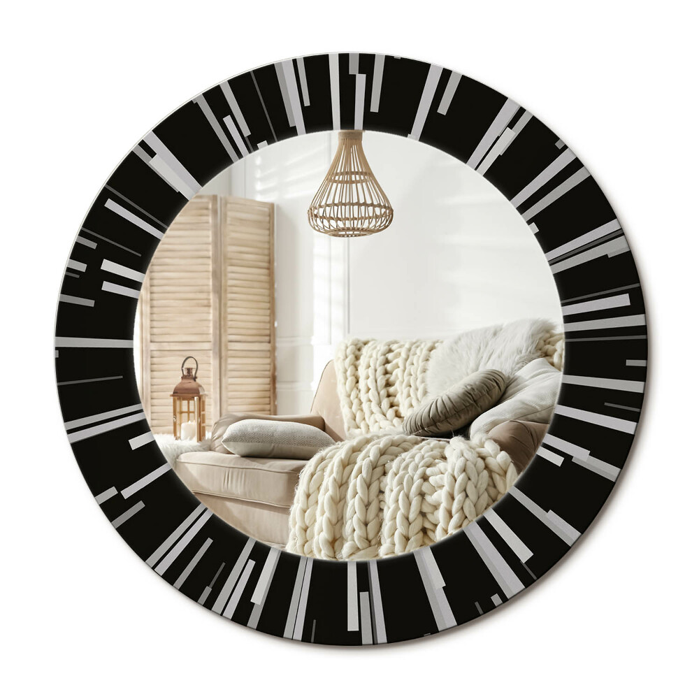 Oglinda rotunda cu rama imprimata Compoziție radiantă