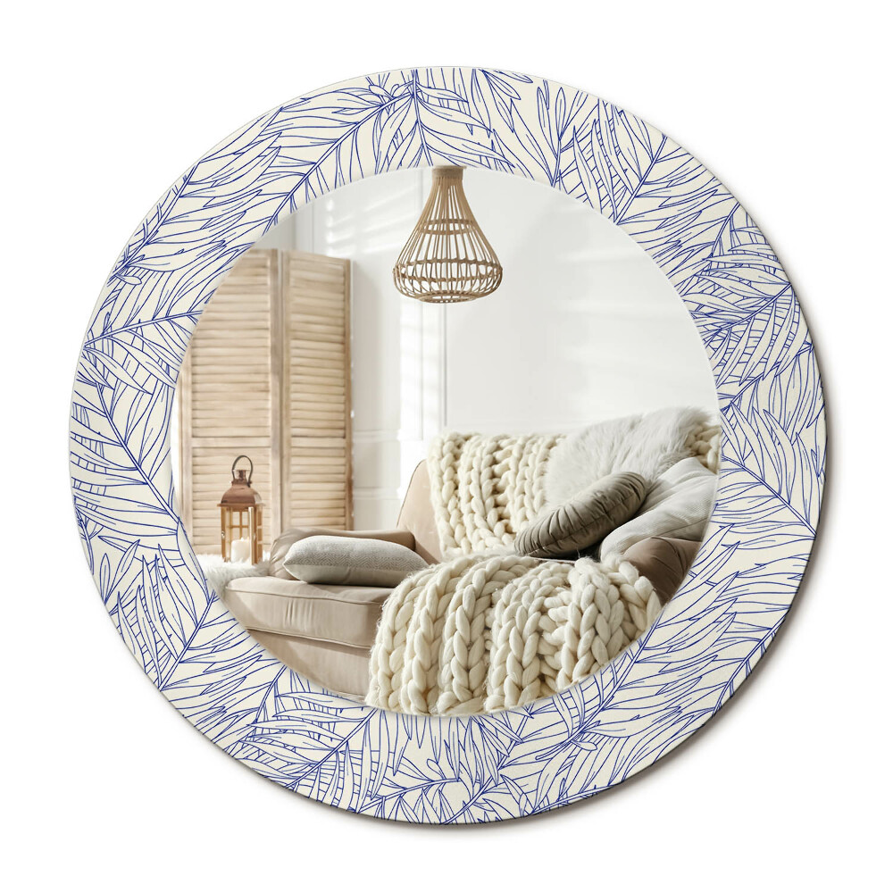 Oglinda rotunda imprimata Contur de palmier tropical