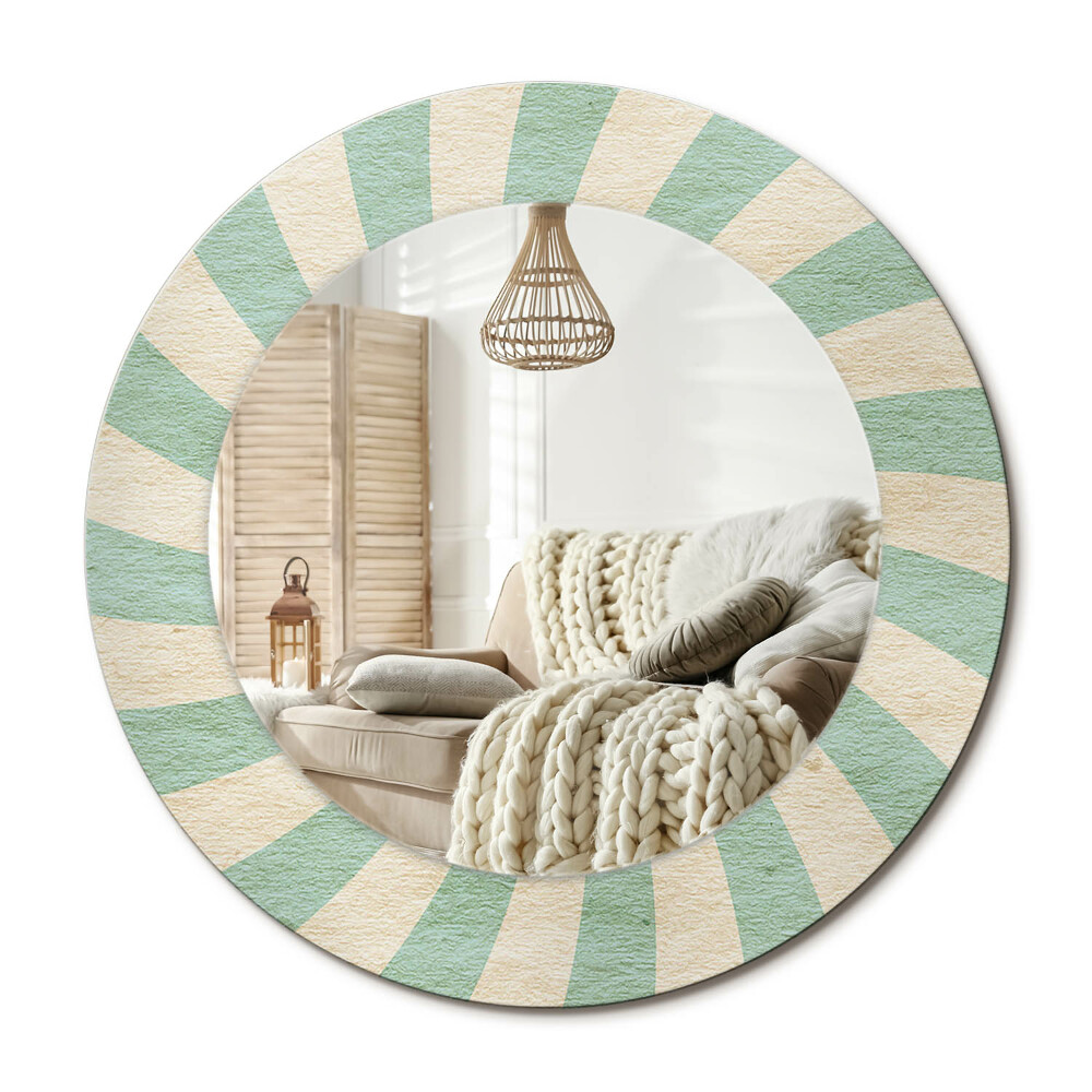 Oglinda rotunda cu rama imprimata Model pastelat retro