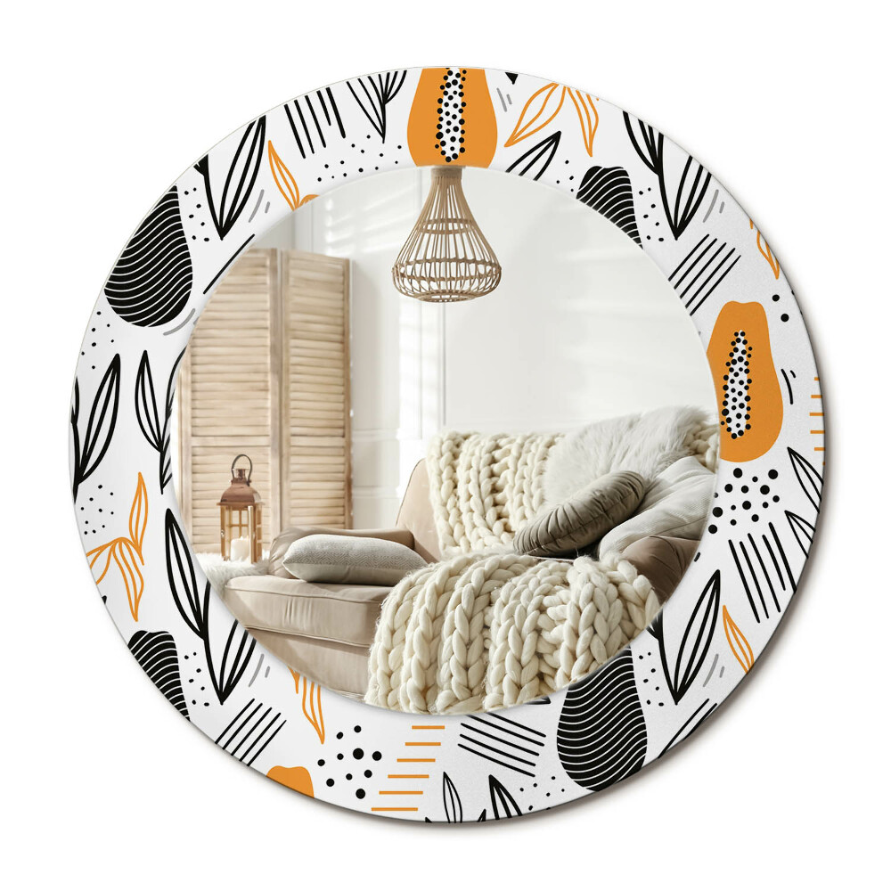 Oglinda rotunda imprimata Papaya