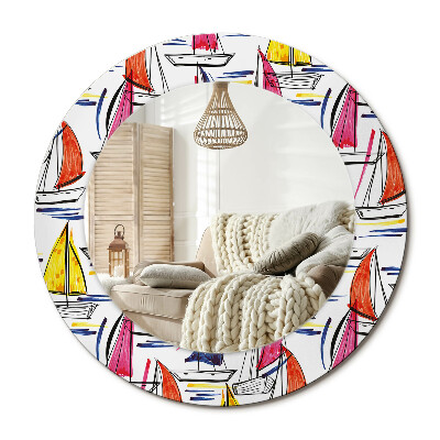 Decor oglinda rotunda Bărci colorate