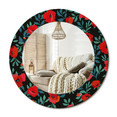 Oglinda rotunda imprimata Mac roșu