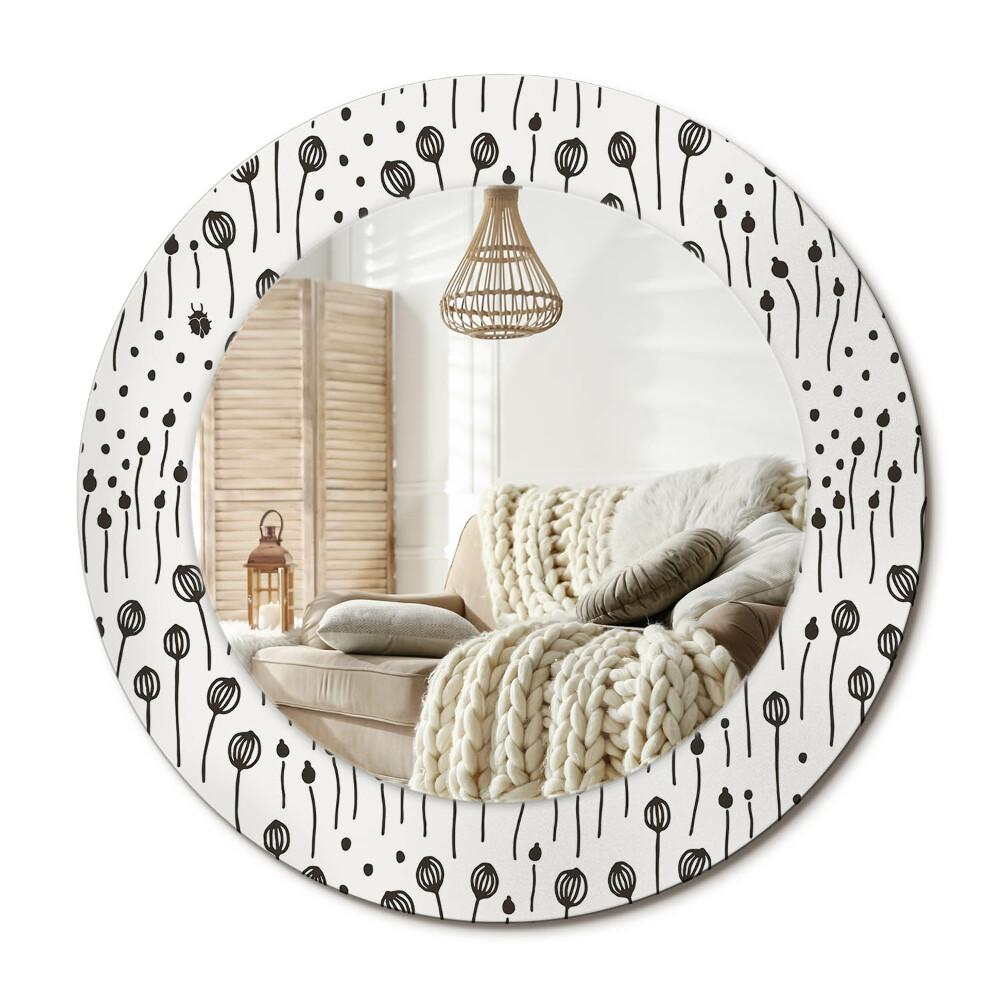 Oglinda perete decorativa rotunda Desen cu flori