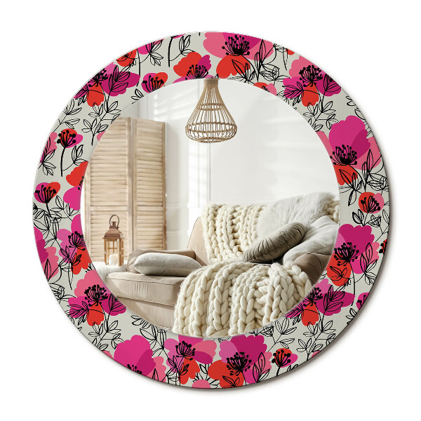 Oglinda perete decorativa rotunda Maci roz
