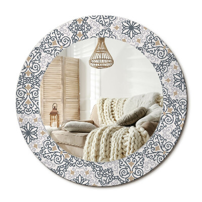 Oglinda rotunda imprimata Ornamente geometrice