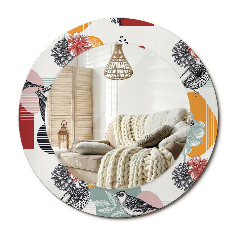 Oglinda rotunda imprimata Patch-uri vintage