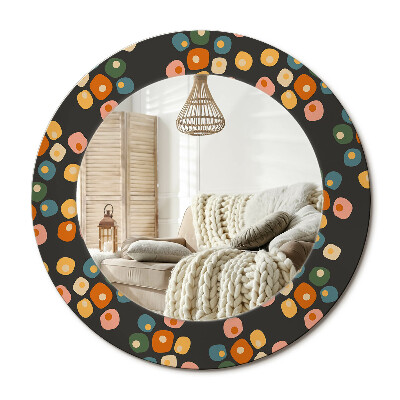 Oglinda rotunda cu rama imprimata Puncte de flori