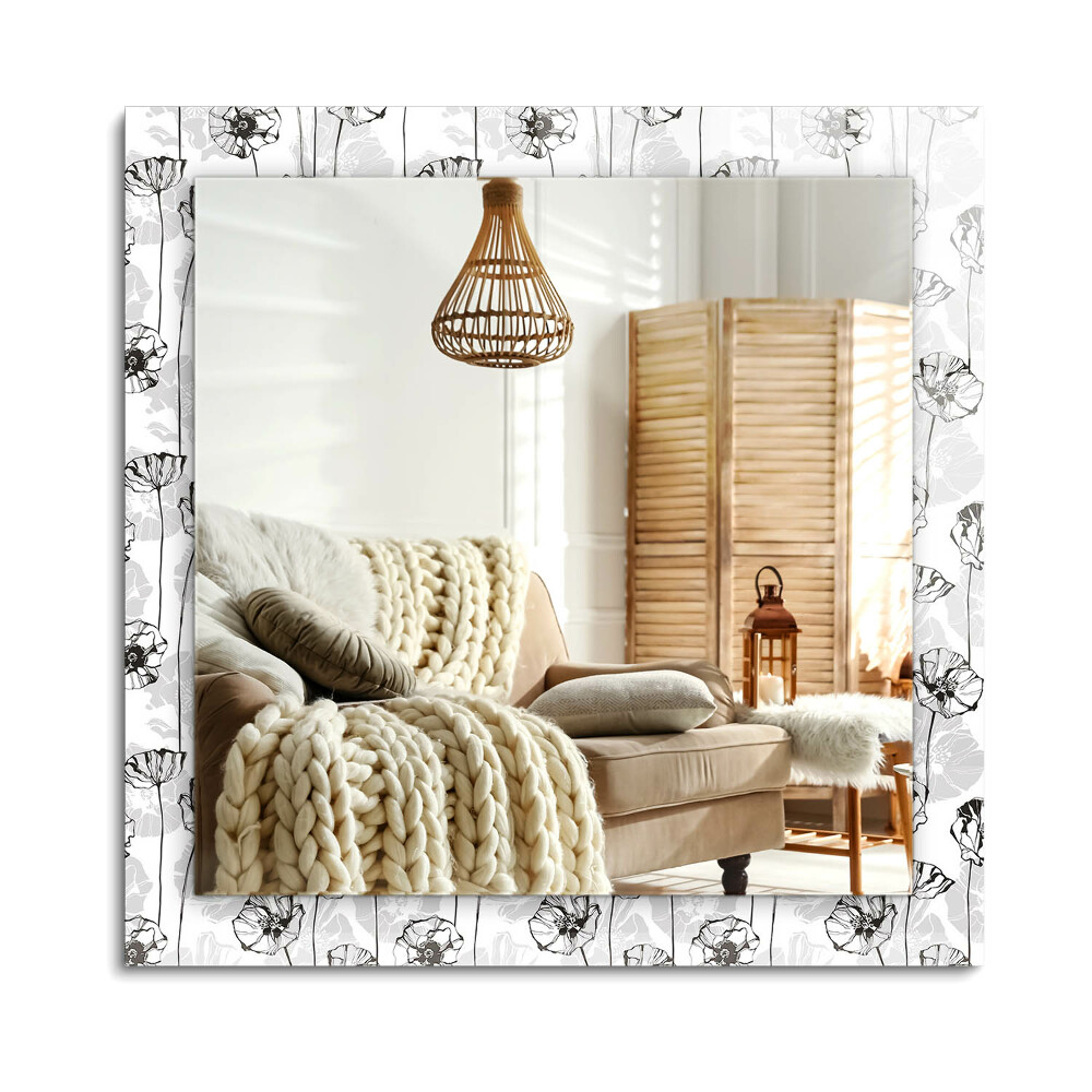 Oglinda dreptunghiulară rama cu imprimeu Model de flori monocrom