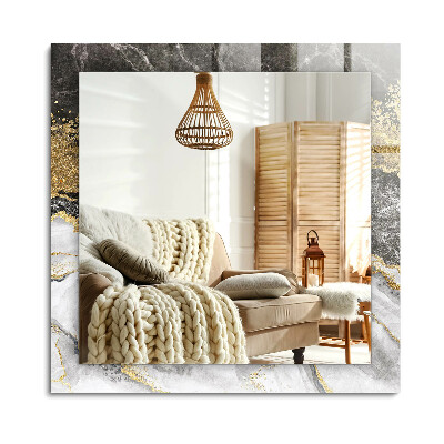 Oglinda dreptunghiulară rama cu imprimeu Rezumat vene de marmură