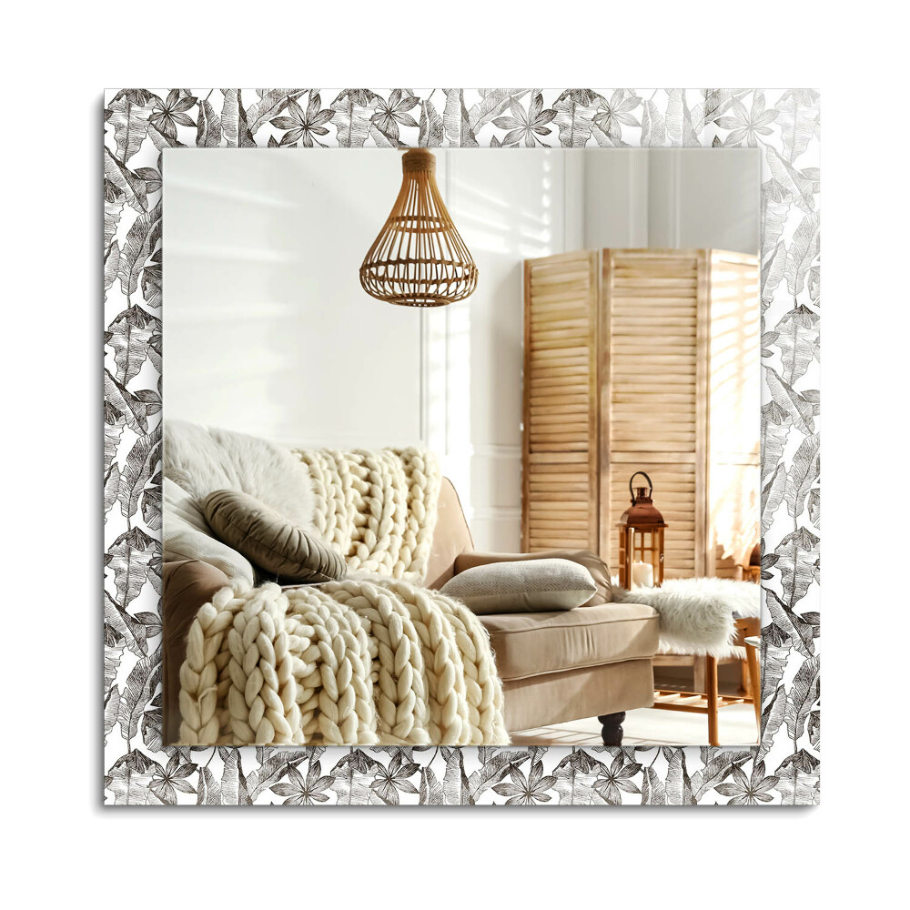 Oglinda dreptunghiulară decor perete Frunze și flori