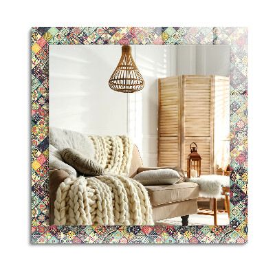 Oglinda dreptunghiulară rama cu imprimeu Modele colorate de patchwork