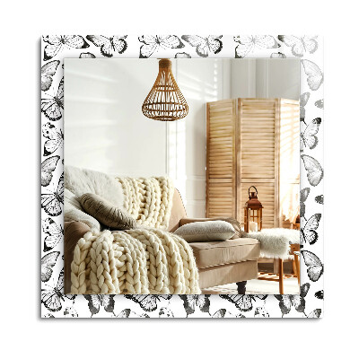 Oglinda cu decor dreptunghiulară Fluturi alb-negru