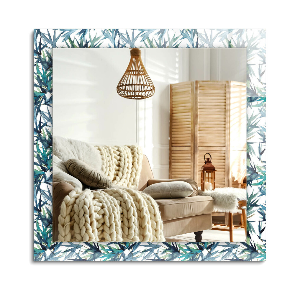 Oglinda dreptunghiulară imprimata Acuarelă cu frunze de bambus