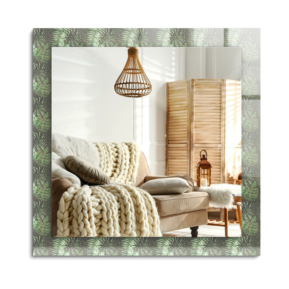 Oglinda cu decor dreptunghiulară Frunze de plante tropicale