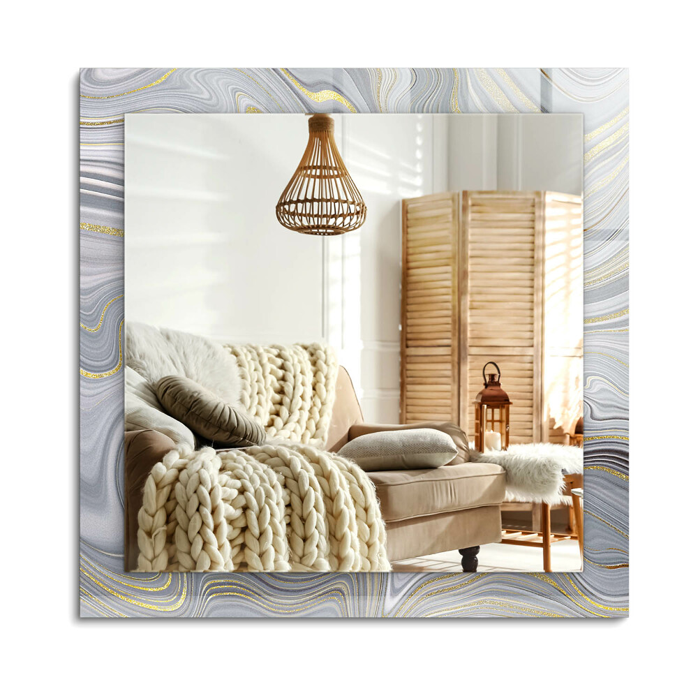 Oglinda cu decor dreptunghiulară Modele abstracte de marmură
