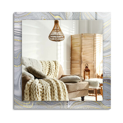 Oglinda cu decor dreptunghiulară Modele abstracte de marmură