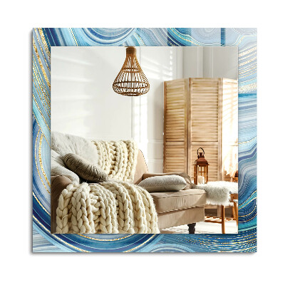 Oglinda dreptunghiulară rama cu imprimeu Valuri albastre abstracte