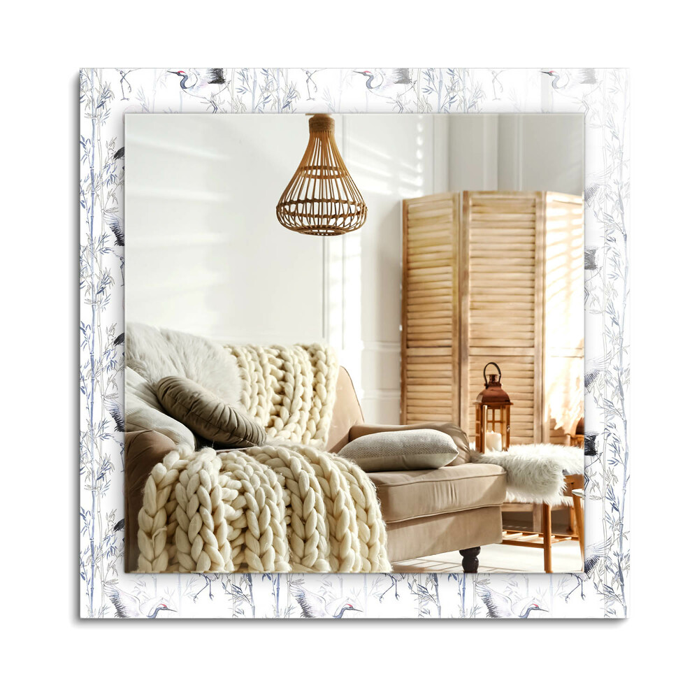 Oglinda dreptunghiulară imprimata Macarale și bambus