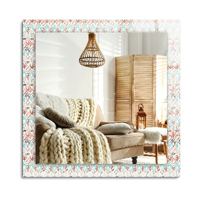 Oglinda dreptunghiulară imprimata Model geometric colorat